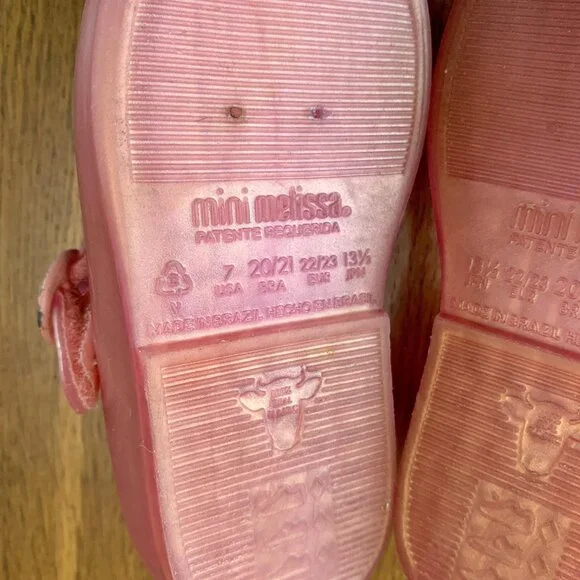 MINI MELISSA Pink Bow Mary Jane Shoes Girls 7 Jelly Flats Sweet Love IV Shoe - Picture 8 of 8